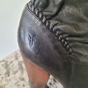 Frye Marta Black Heeled Leather Boots Size 8M